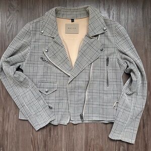 BLANK NYC Plaid Moto Jacket with Raw Hems